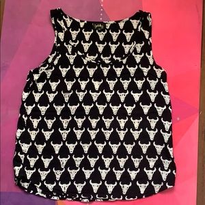 Black and White Patterned Tank Top - Unbranded
